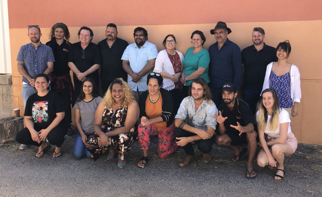 Centralised Web Series Development Workshop participants and mentors at CAAMA in Alice Springs, October 2019. Photo by Nara Wilson.