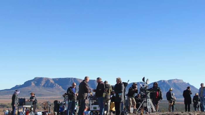 Crew on location in the Flinders for Wanted, photo credit Tom Hoffie