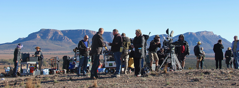 Crew on location in the Flinders for Wanted, photo credit Tom Hoffie