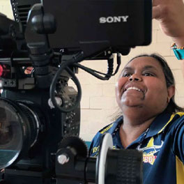 Marika Davies at the Port Augusta Film Development Workshop, photo by Carl Kuddell © Change Media 2019