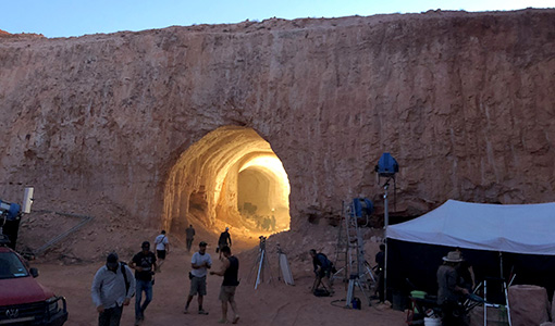 Behind the scenes shot of Mortal Kombat filming on location in Coober Pedy, photo supplied Todd Garner
