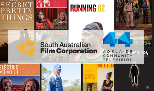 First Nations screen strategy - film posters with SAFC and C44 logo