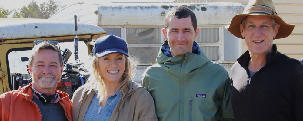 Emerging cinematographer Paul Vagnarelli (centre right), who is profoundly Deaf, worked as camera attachment on Wanted season 3 with star Rebecca Gibney, multi award-winning cinematographer Mark Wareham and producer Tom Hoffie.