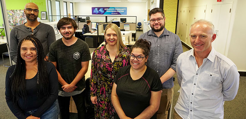 Clockwise from top left: Anil Junior Samy, Keith Gilbey, C44 GM Lauren Hillman, Rick Hutcheson, C44 Production Manager Albert Jamae, Kiara Milera, SAFC First Nations Development and Industry Development Executive Nara Wilson.