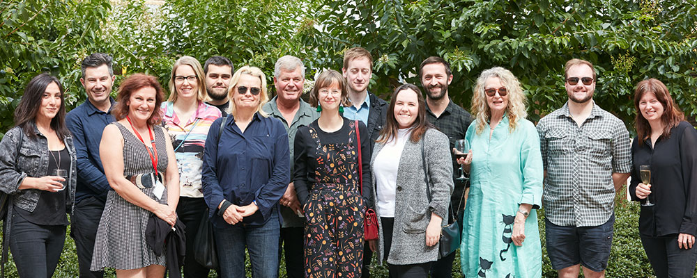 Participants in the SAFC Mercury CX Master Apprentice program, with SAFC Development and Industry Development Executive Kath Mcintyre. Photo by Dan Bennett, Fokus Creatives