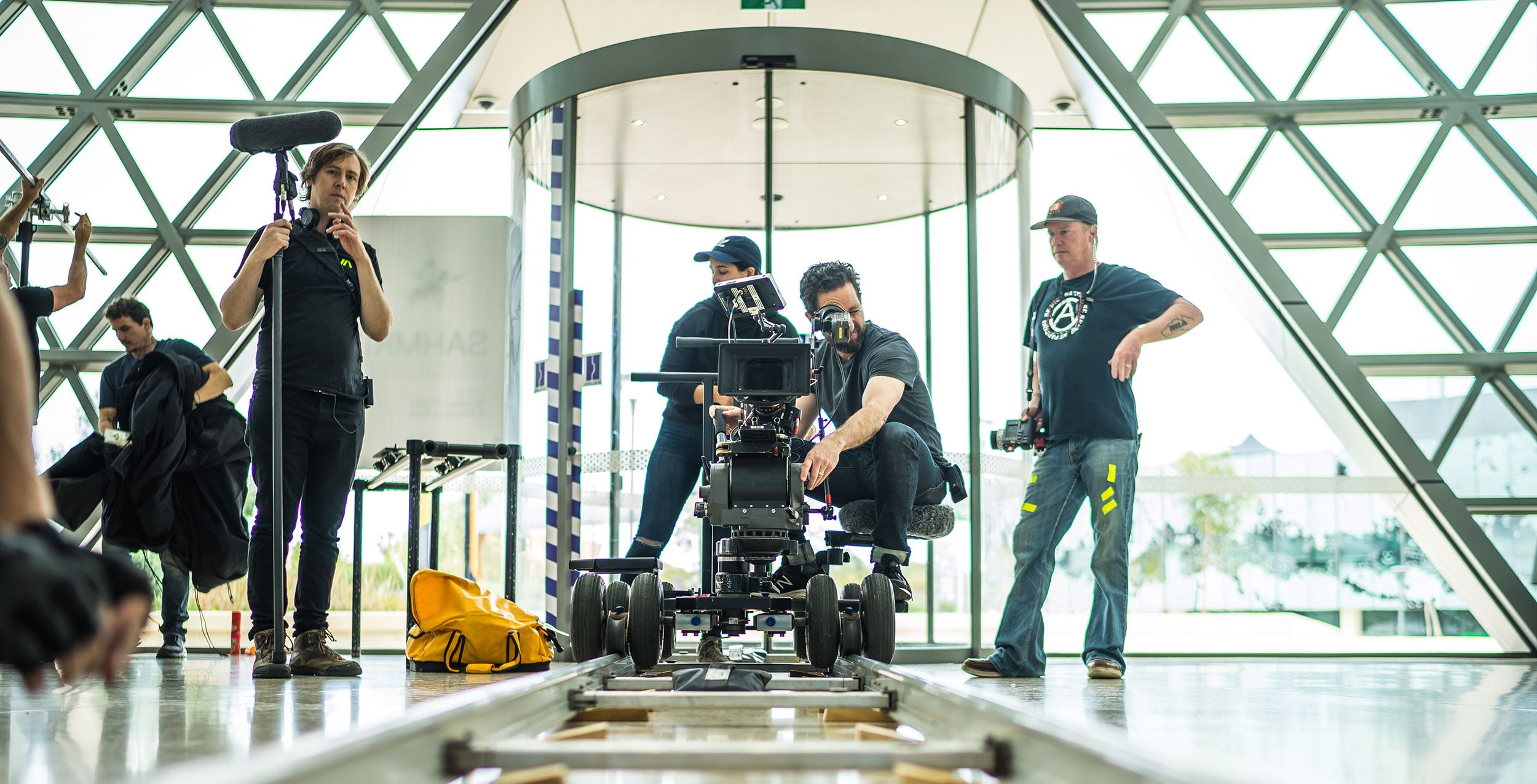 BTS of 2067 on location at the Sahmri building - photo by Matt Byrne