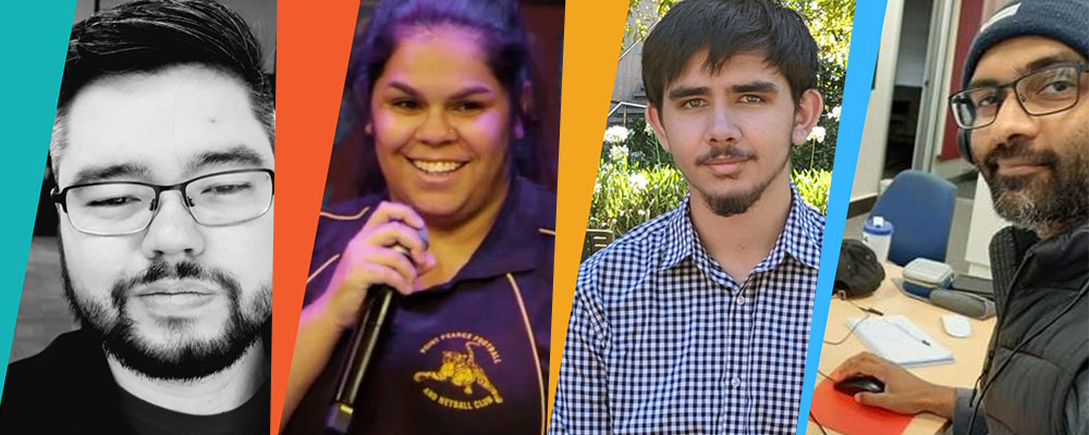 South Australian First Nations screen creatives Ricky Hutcheson, Kiara Milera, Keith Gilbey-Warrior, Anil Junior Samy.