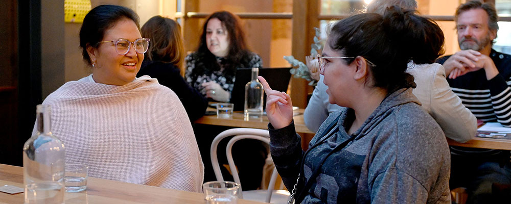 Nancia Guivarr and Kiara Milera at the SAFC First Nations Speed Networking event, June 3 2021. Photo by Naomi Jellicoe