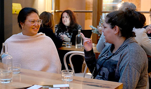 Nancia Guivarra and Kiara Milera at the SAFC First Nations Speed Networking event, June 3 2021. Photo by Naomi Jellicoe
