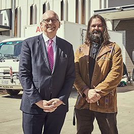 Minister Pisoni and Warwick Thornton at Adelaide Studios, photo by Ian Routledge