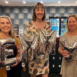 First Day co-producer Kate Butler of KOJO, producer Kirsty Stark of Epic Films with SAFC CEO Kate Croser celebrating the Emmy win at Mercury CX in Adelaide last week.