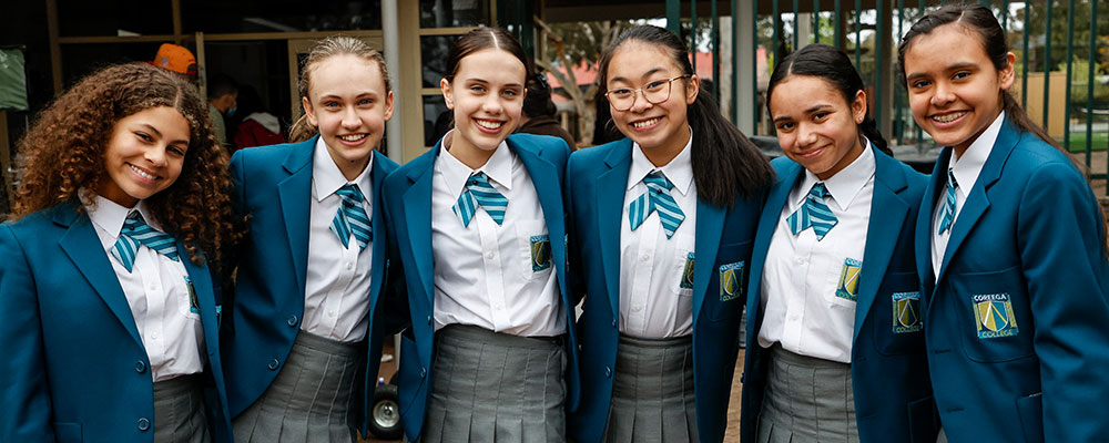 Jada Lee Henry (Kyra), Stella Shute (Tess), Zoe Burns (Scarlett), Akira Van (Li), Luciana Valdez Tirdao (Maya), Eva Grados (Alkira) on set for Gymnastics Academy: A Second Chance, image courtesy of Glen Pictures