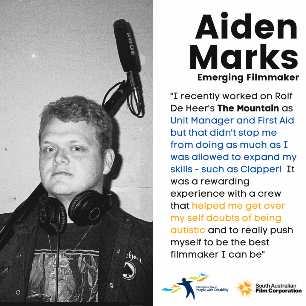 SA screen practitioner Aiden Marks for 2021 International Day of People with Disability