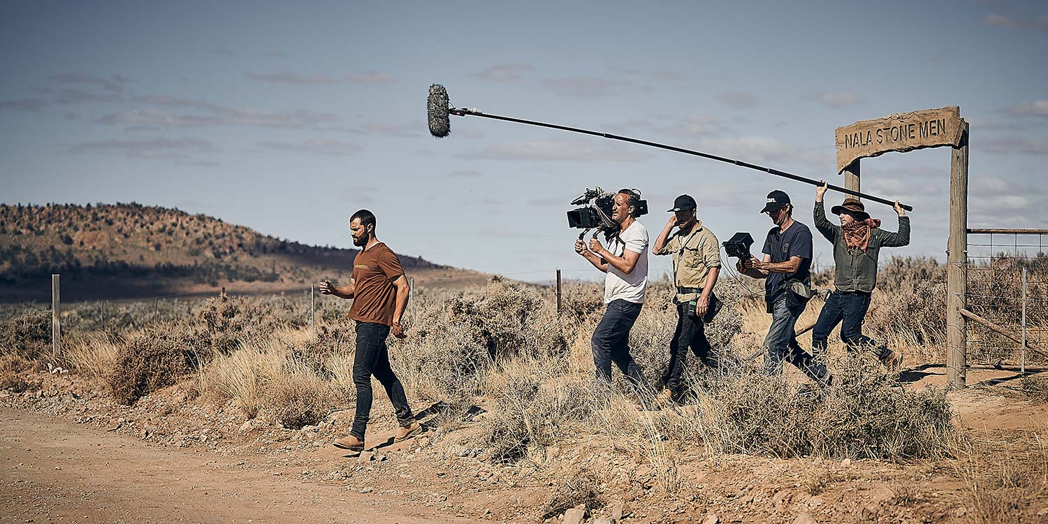 Jamie Dornan and crew behind the scenes of The Tourist (2022), copyright Two Brothers Pictures, photo by Ian Routledge