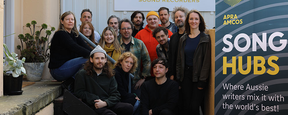 The participants and mentors of Screen Songhubs 2022 at Palomino Sound Recorders