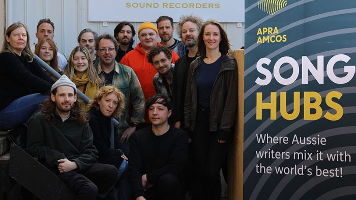 The participants and mentors of Screen Songhubs 2022 at Palomino Sound Recorders