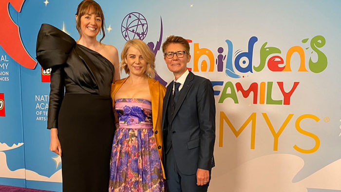 Kirsty Stark, Kate Butler and Julie Kalceff at the 2022 Children's and Family Emmy Awards in Los Angeles