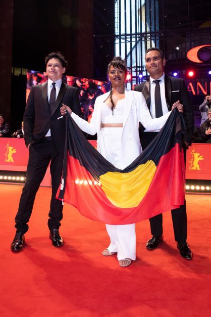 Ivan Sen, Natasha Wanganeen and Rob Collins on the red carpet for Limbo