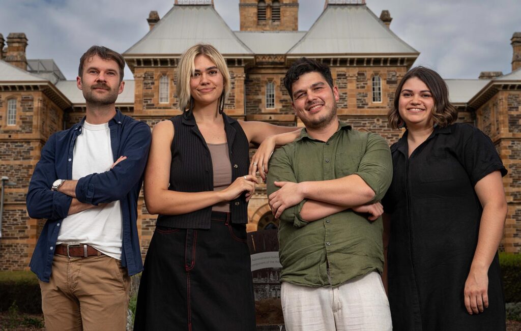 Film Lab: New Voices round 3 team - Piri Eddy, Pearl Berry, Johanis Lyons-Reid, Lilla Berry. Photo by Naomi Jellicoe