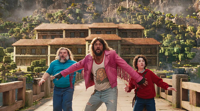 Jason Momoa, Jack Black and Sebastian Hansen in A Minecraft Movie